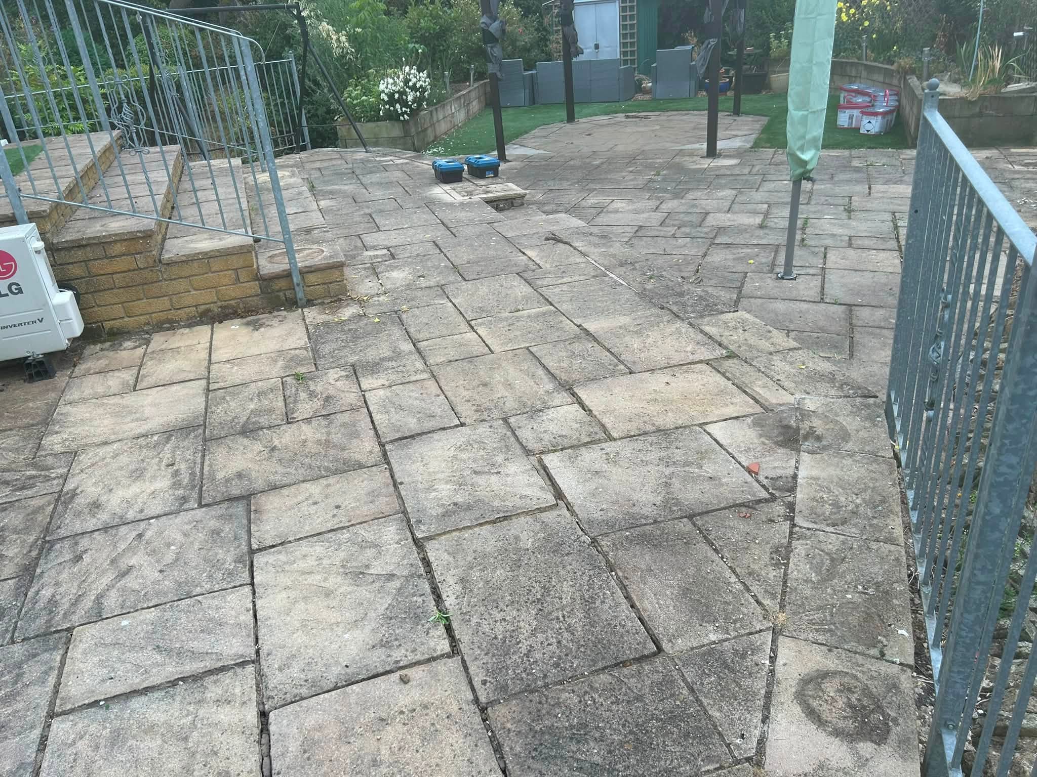 Patio before cleaning
